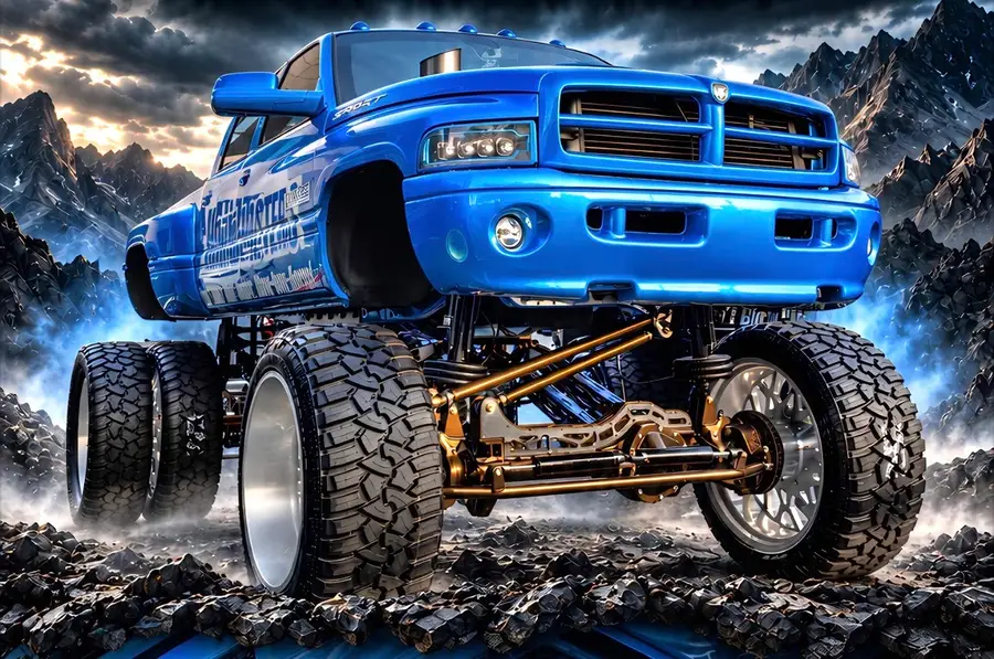 Lifted Truck Showdown — Eddie Cochran Rod & Custom Festival 2027 A lifted pickup truck on oversized off-road tires at the Eddie Cochran Rod & Custom Festival Lifted Truck Showdown